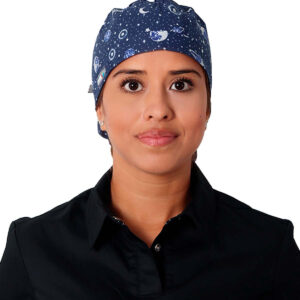 Elite Medical House - Gorro médico Mujer 100% Algodón Planetas Azul Oscuro marca Helath Company HL_HEALT_PLAAZULO